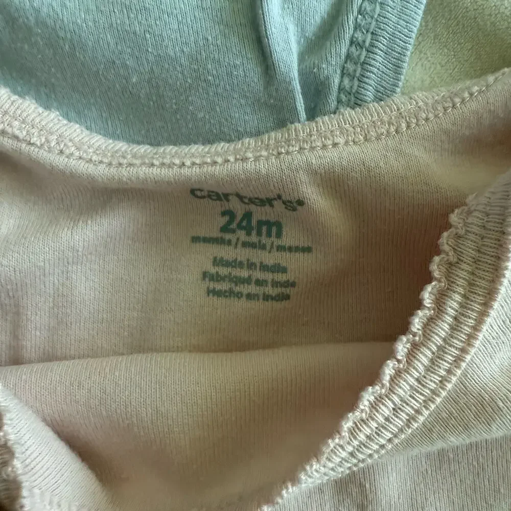 Lot of 4 long sleeve bodysuit Carter’s Zara 24m 2-3Y pink blue gray animal